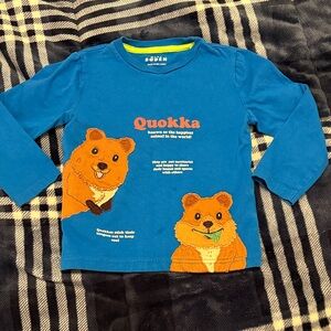 Mini Boden Blue Quokka Kids Shirt